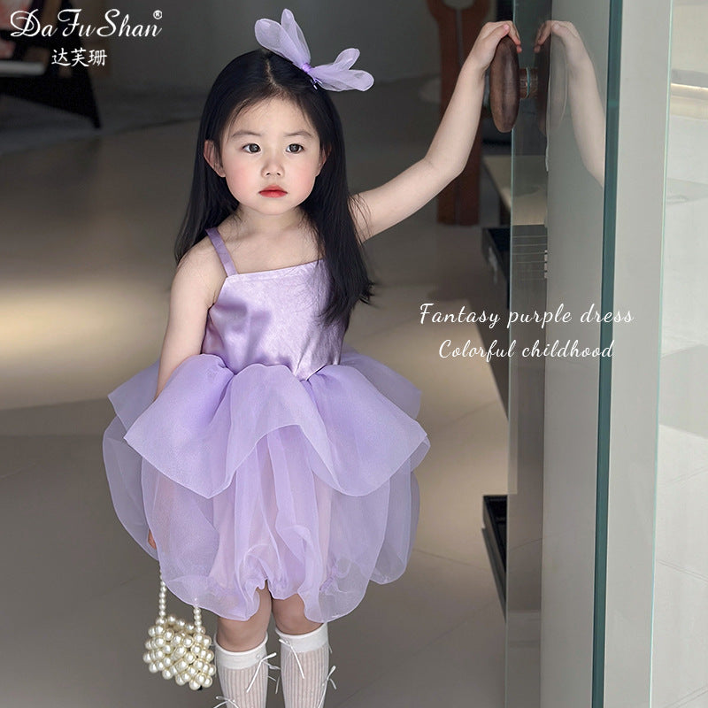 Girl's Tulle Princess Dress with Bow