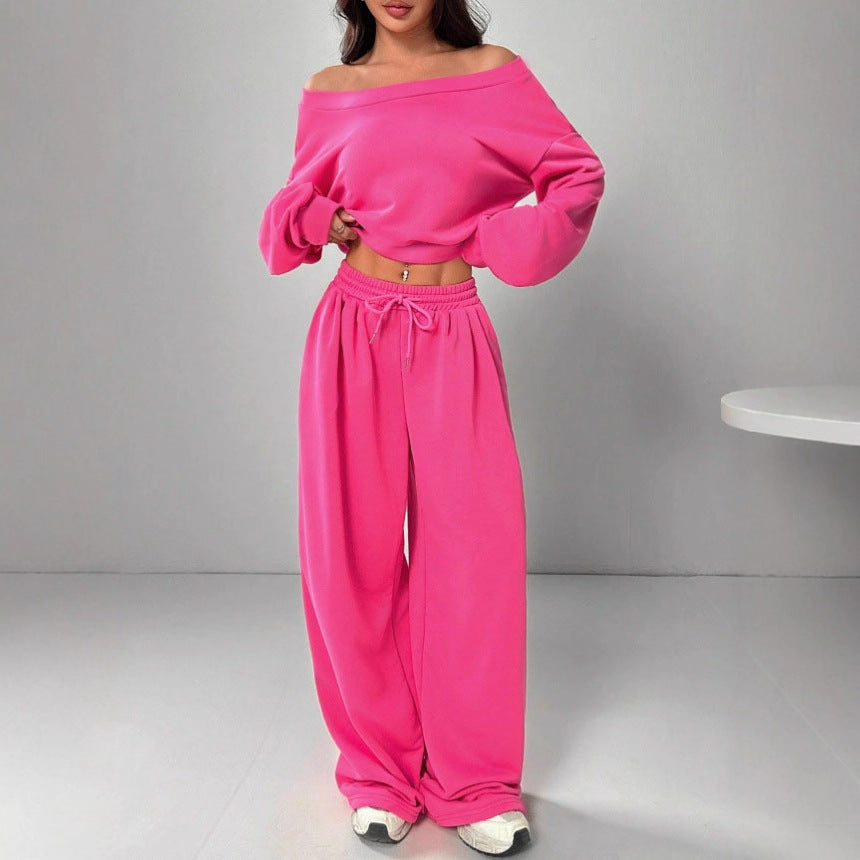 Casual Solid Color Sweat Set