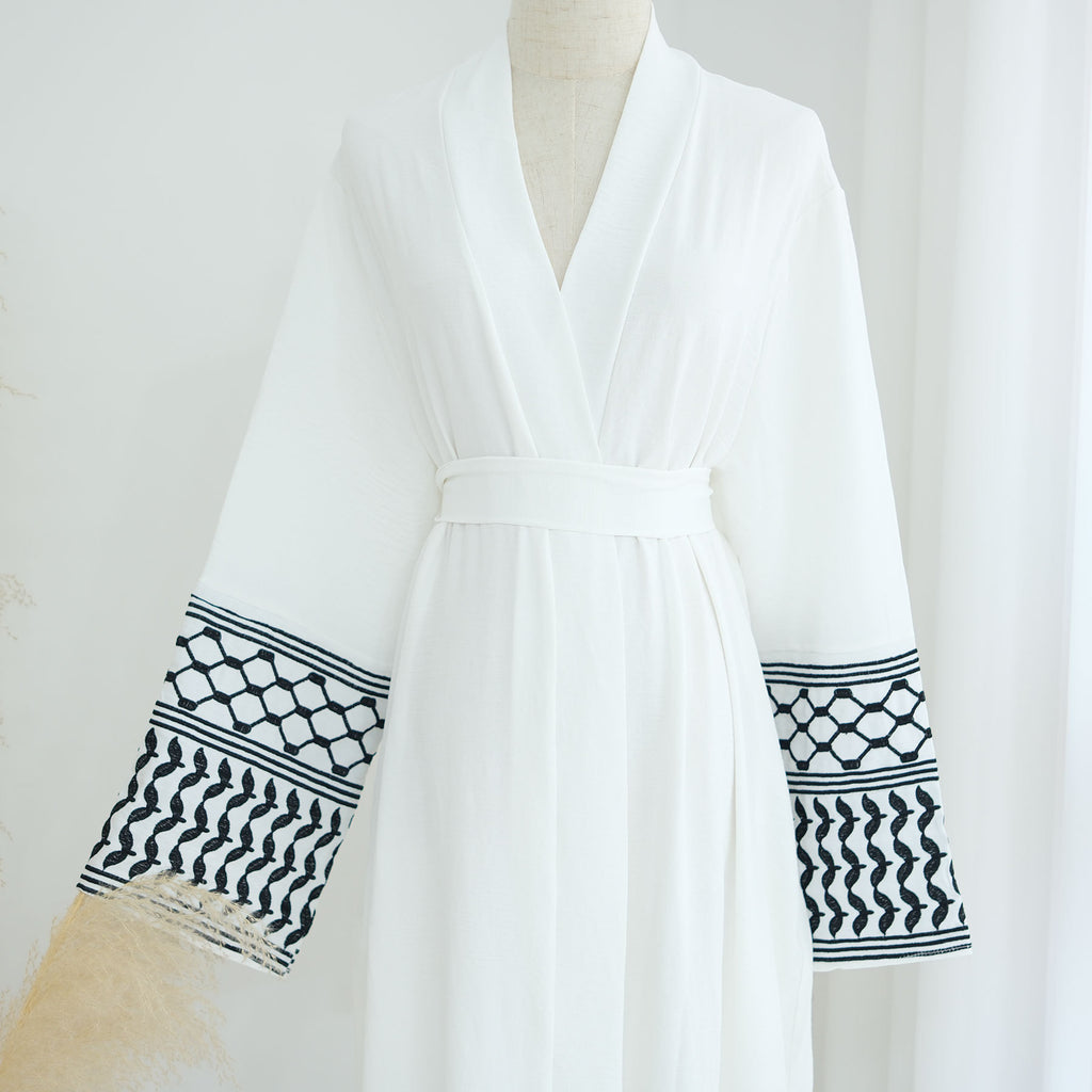 Embroidered tassel cardigan robe