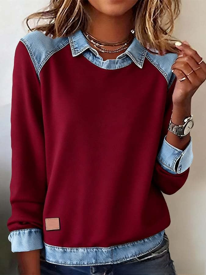 Pullover with lapel collar