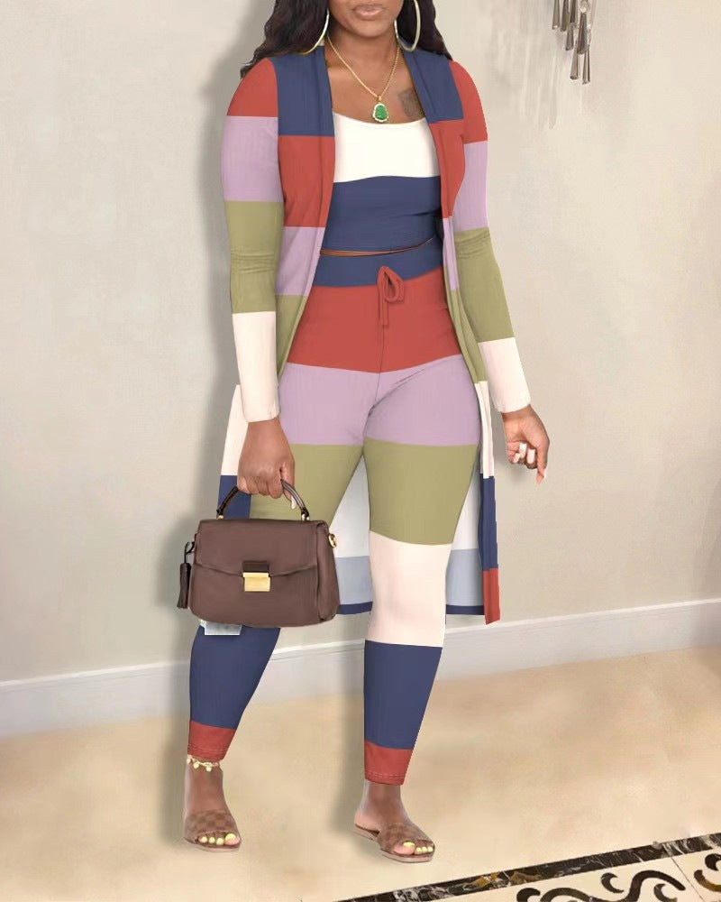 Women's Printed Coat and Trousers Set