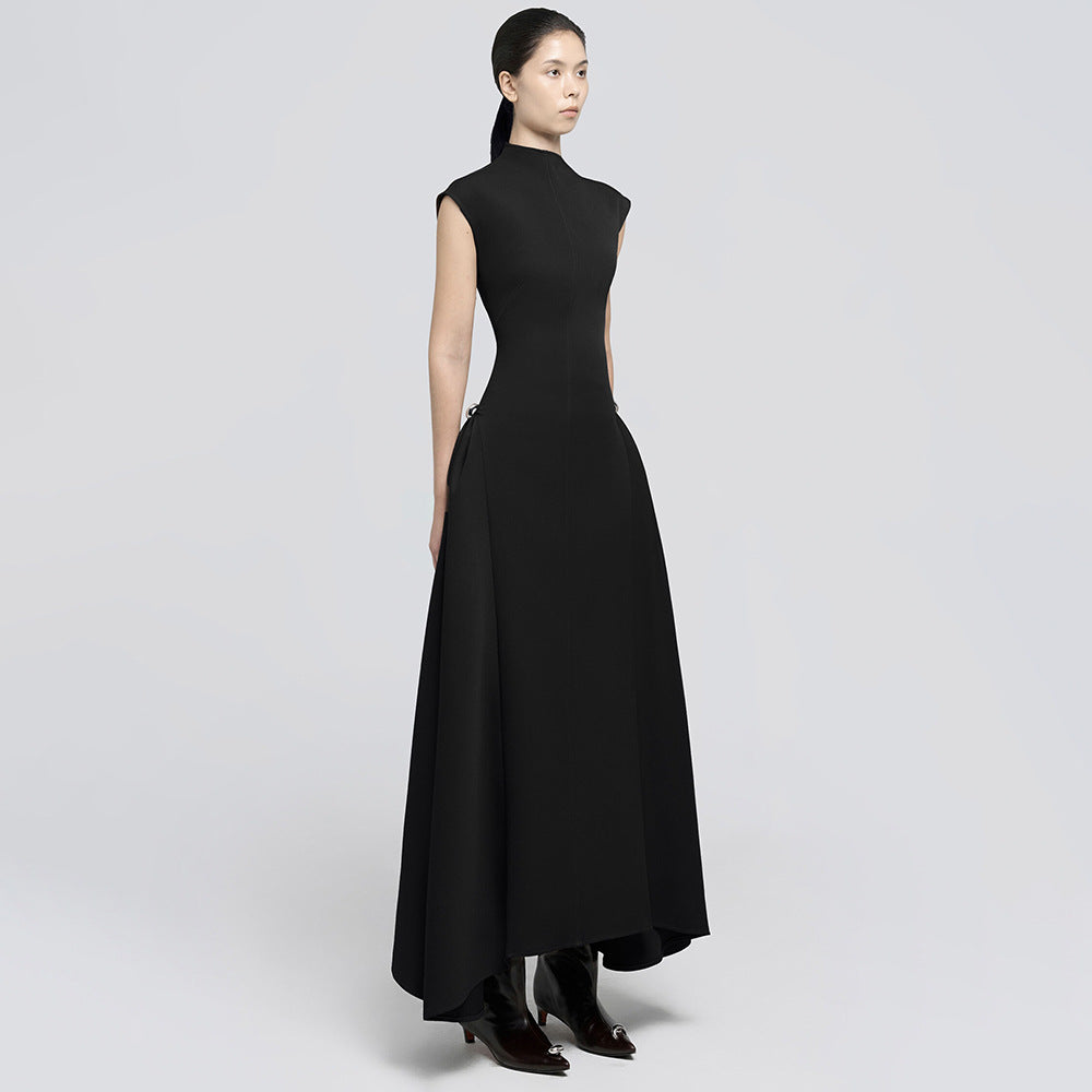 Elegant Sleeveless Long Dress with Elastic Waist