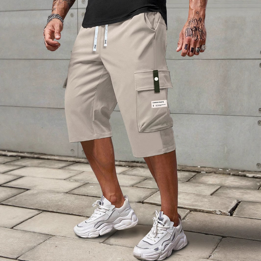Men's Summer Cargo Shorts Straight Cropped Pants