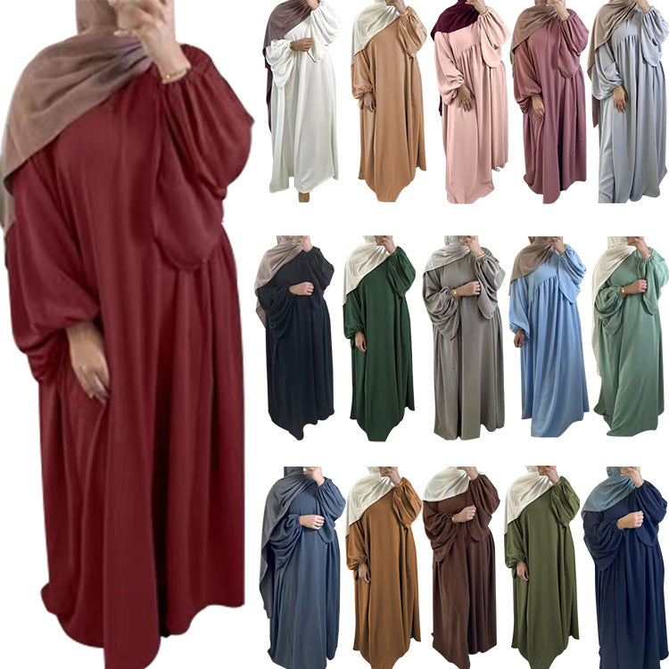Wide and soft pure-color dress and long robe