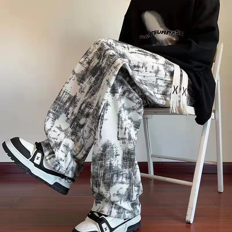 Men's Tie-Dye Wide-Leg Casual Trousers