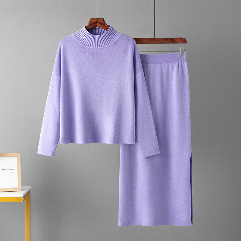 Two-piece set sweater top and long skirt