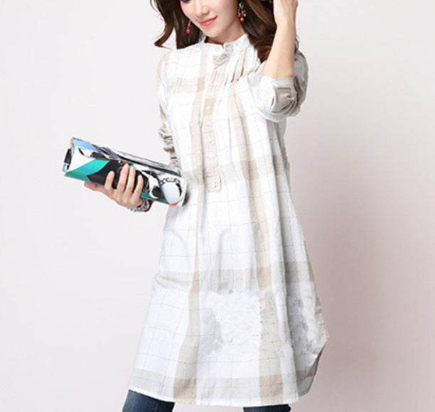 Checked cotton and linen shirt