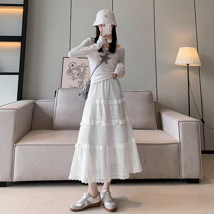 Elegant lace pleated skirt