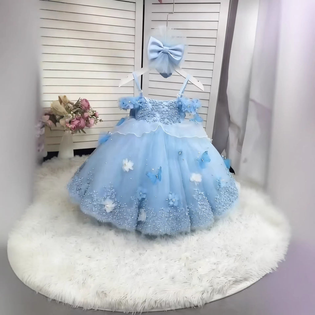 Lace puff dress for children