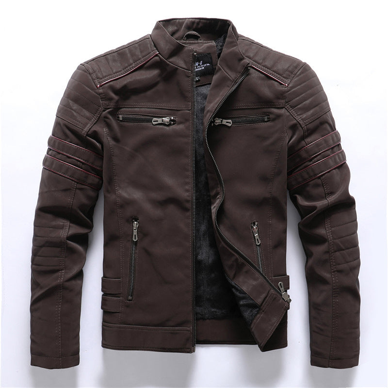 Men's PU Leather Jacket with Velvet Lining