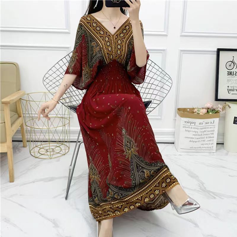 V-neck beach vacation dress