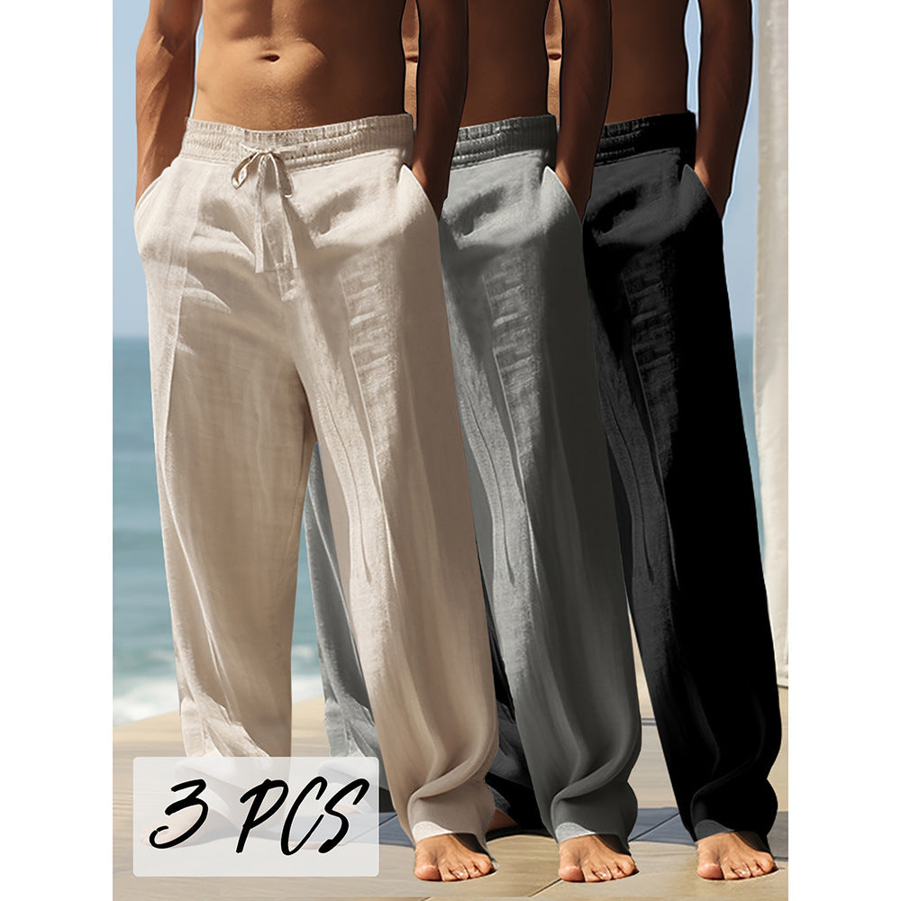 Men's Straight Leg Casual Pants with Drawstring Waist