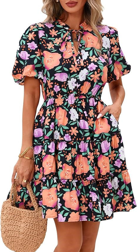 Women's V-neck knee-length dress
