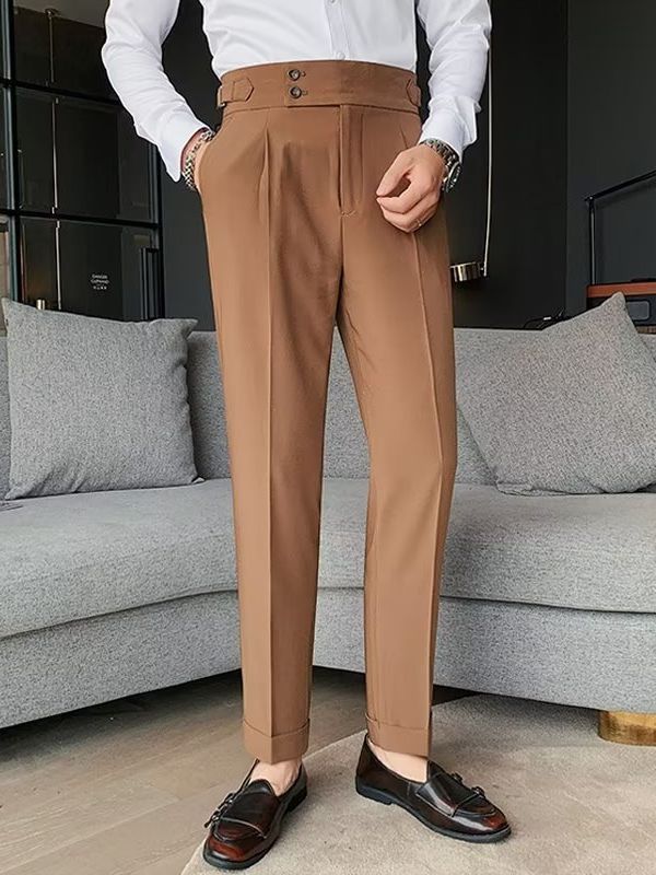 Men's High Waist Straight Leg Trousers