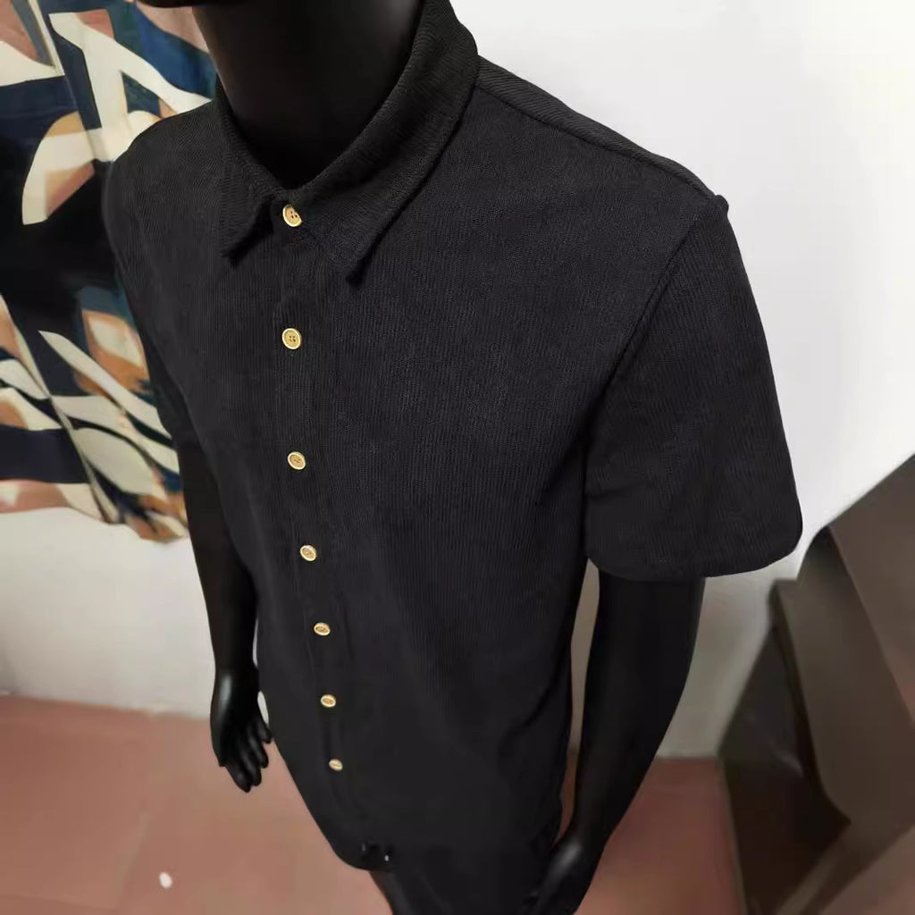 Men's Corduroy Short Sleeve Shirt and Shorts Set