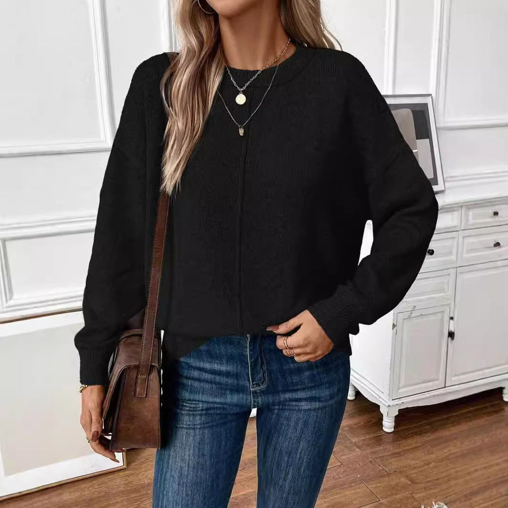 Women's Casual Knit Pullover Sweater with 3D Pattern
