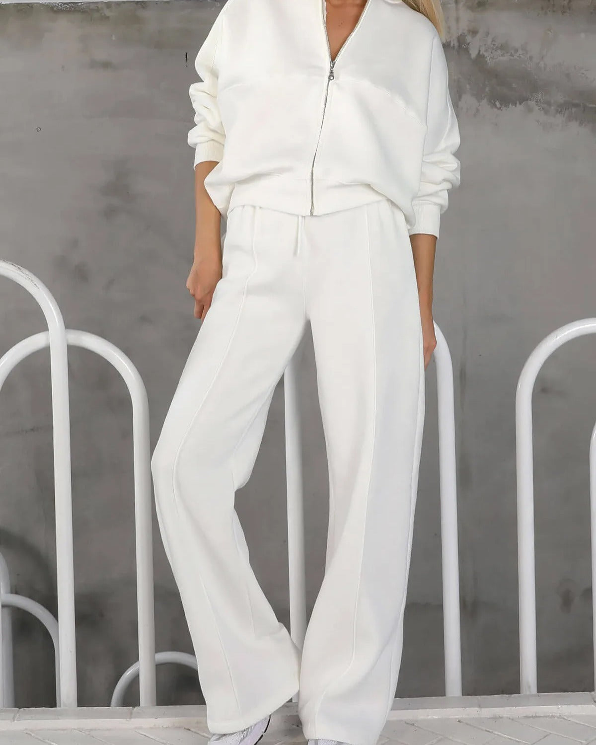 Women's Casual Zipper Jacket and Trousers Set