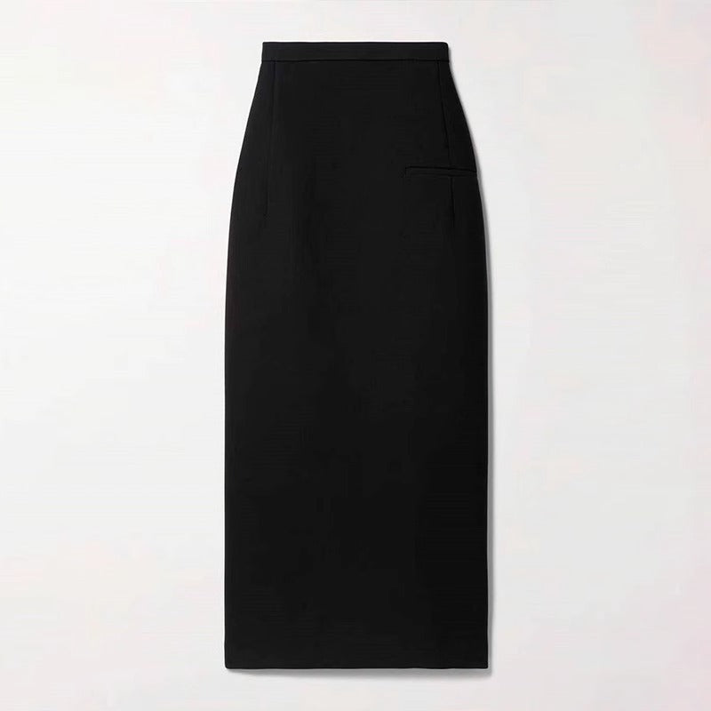 High-Waisted Wool Mid-Length Skirt