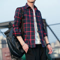 Men's Brushed Plaid Long Sleeve Shirt