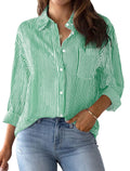 Women's buttoned shirt with stripes