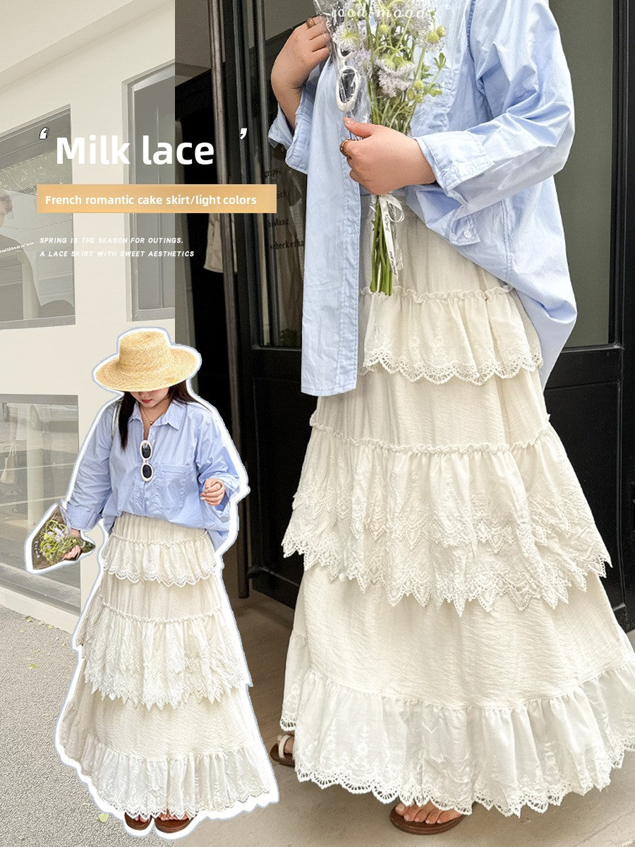 Lace trimmed half-length dress