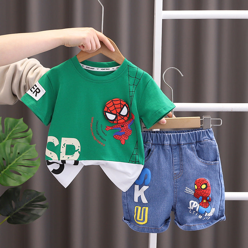 Children's Cartoon Print Cotton Outfit Set