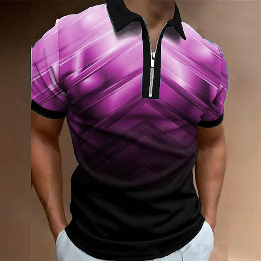 Men's 3D digital printed street short-sleeved shirt