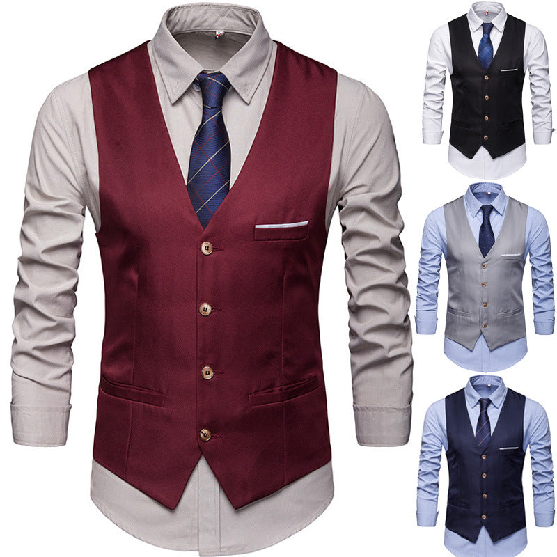 Suit Vest Men's Best Man Group Dress Vest Business Casual Suit Men's Vest Korean-style Slim-fit Vest