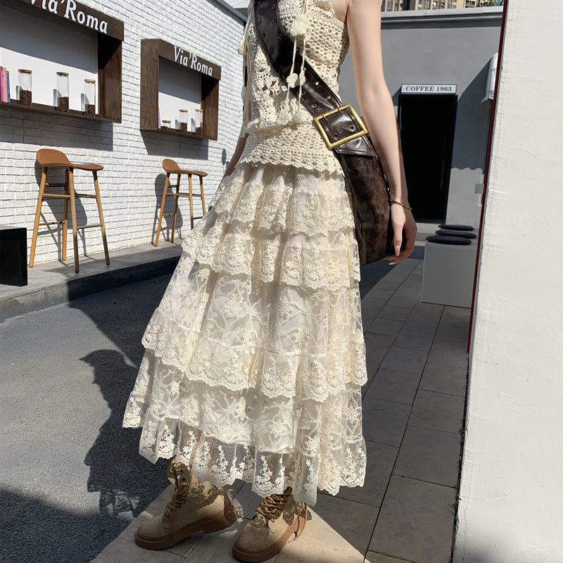 Lace skirt puffy cake skirt