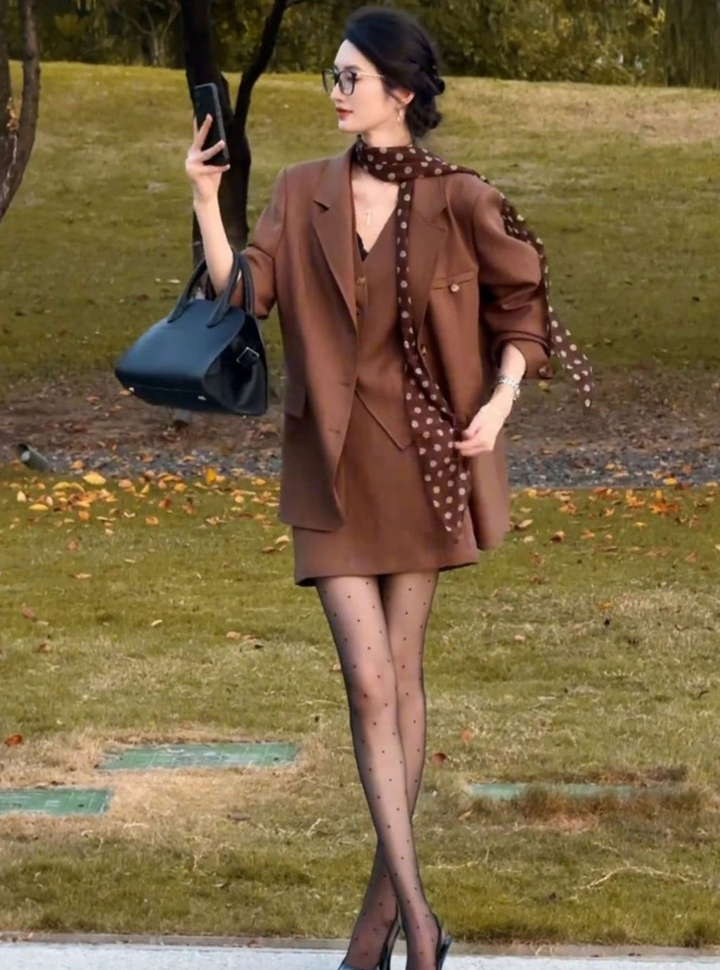 Retro Vest Skirt Suit - Three-Piece Suit Skirt Set