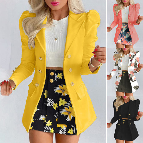 Women's suit set - Cardigan top with short skirt