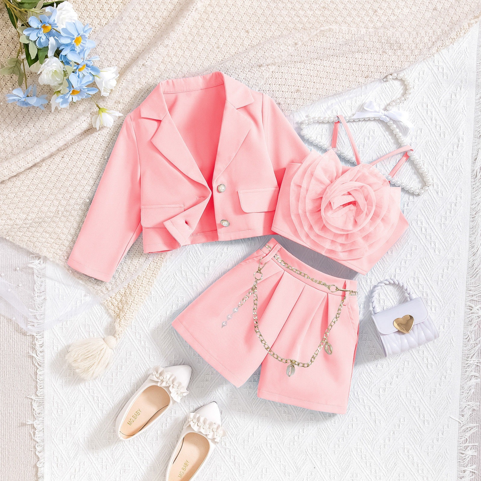 Girls' Floral Mesh Two-Piece Set