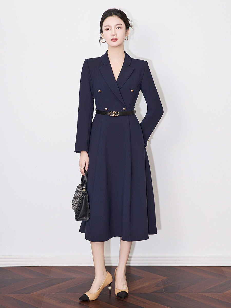 Elegant A-Line Work Dress with High Waist