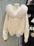 Hooded knitted cardigan coat