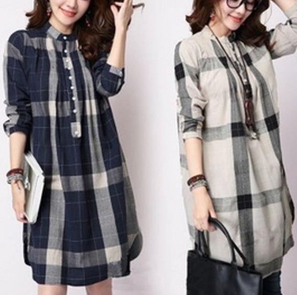 Checked cotton and linen shirt