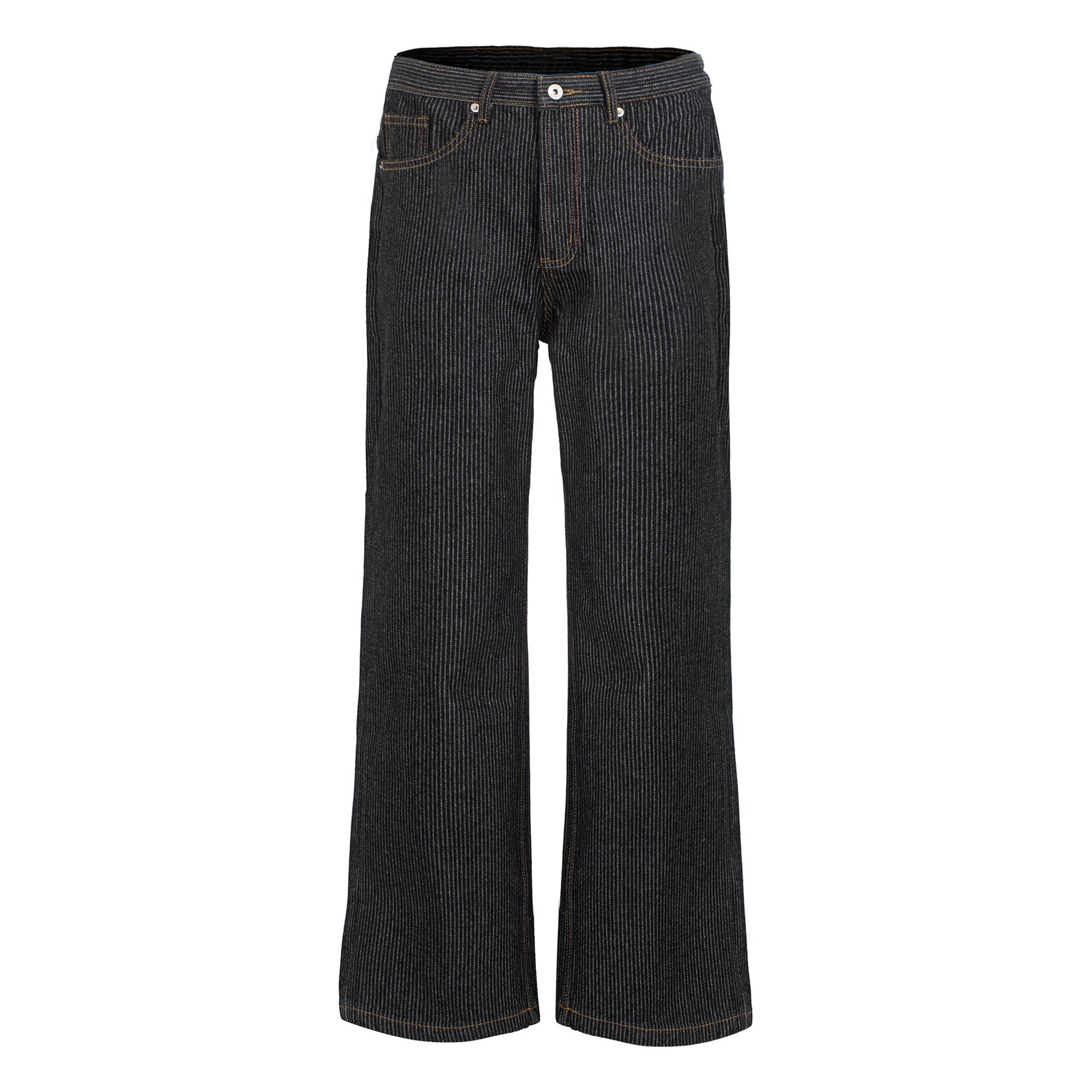 Jeans - Washed straight-leg wide-leg with slight ruffles