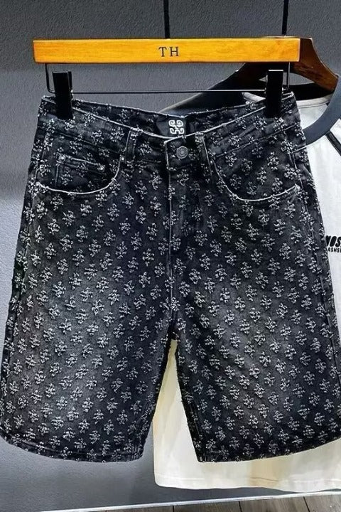 Men's Retro Distressed Denim Shorts