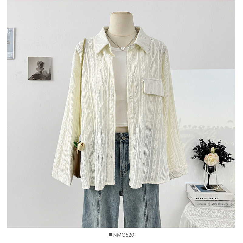 French Hollow-Out Crochet Long Sleeve Shirt