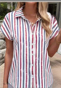 Dragonfly Flower Print Short-Sleeved Shirt