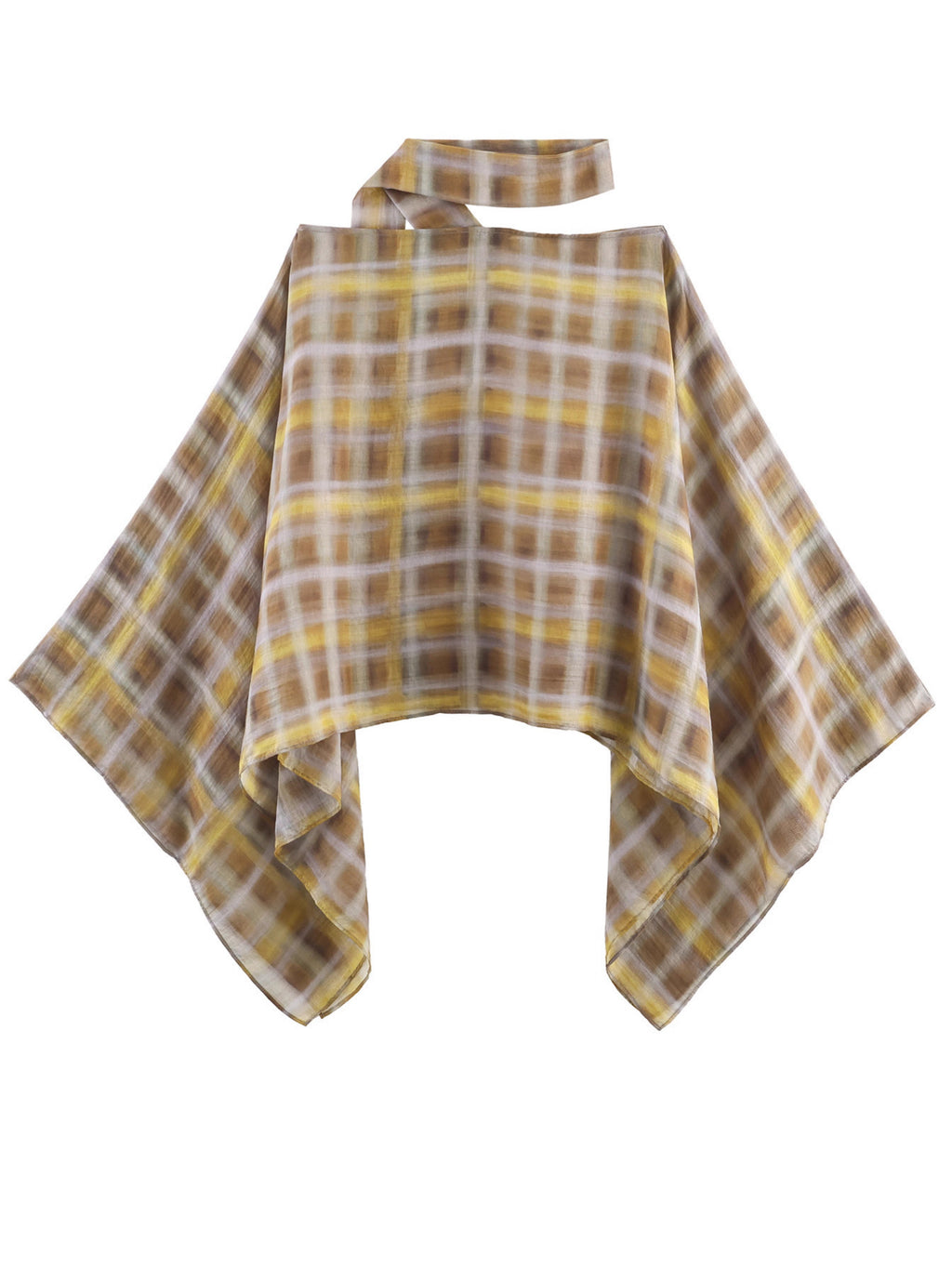 Plaid Cape Top and Midi Skirt Set