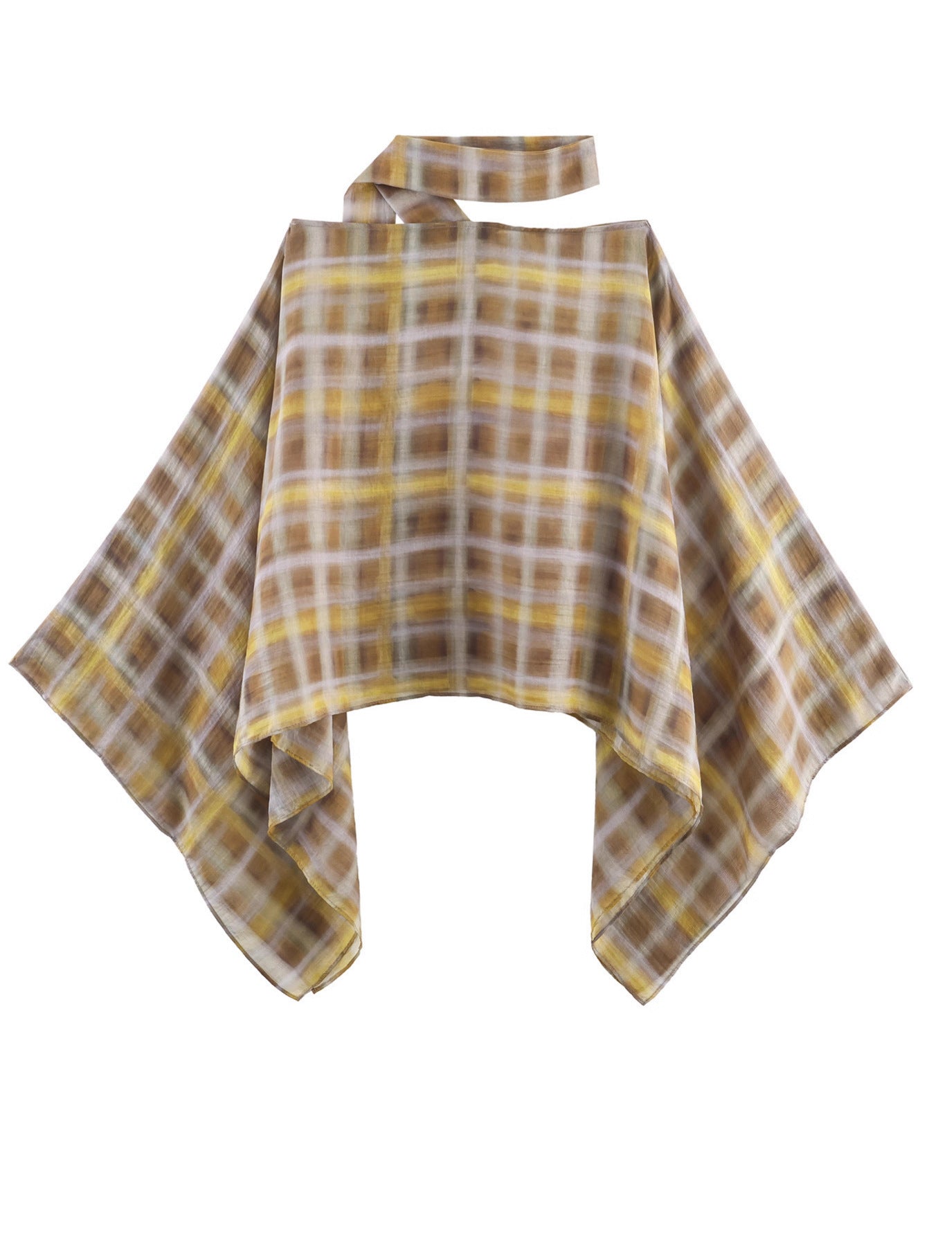Plaid Cape Top and Midi Skirt Set