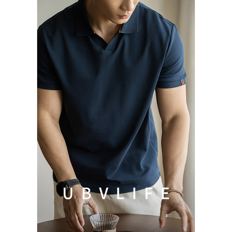 Casual small V-neck polo shirt