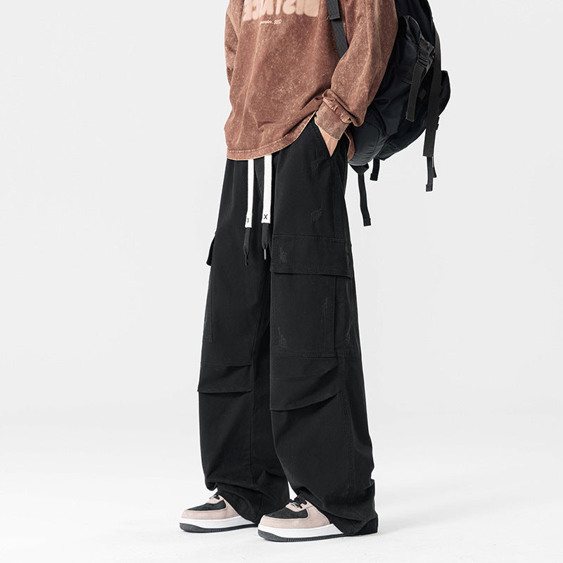Straight-leg wide-leg casual work trousers