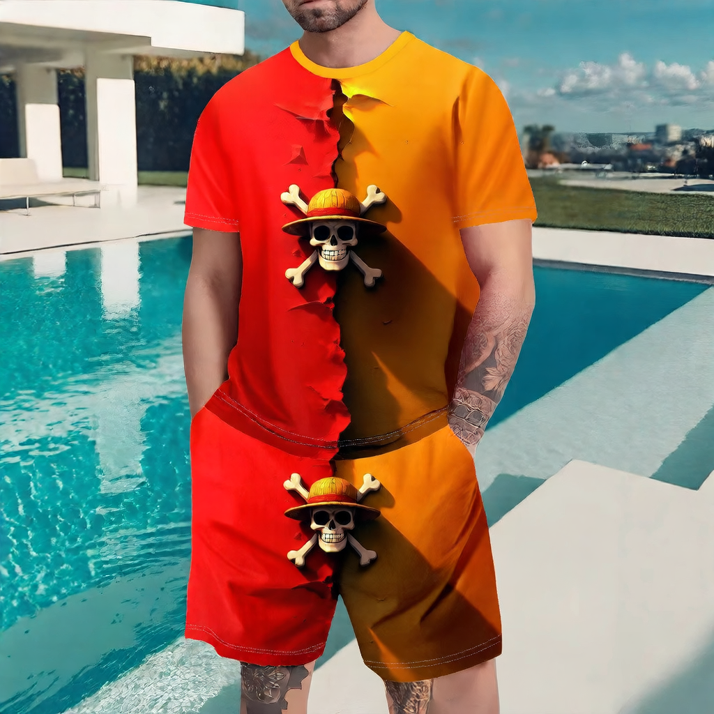 Printed shorts and short sleeves
