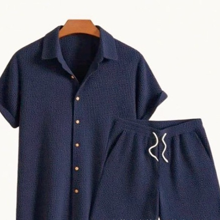 Men's Casual Short Sleeve Shirt and Shorts Set