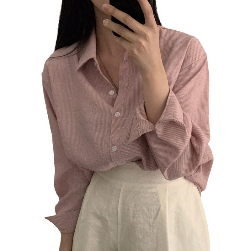 Casual long-sleeved striped shirt