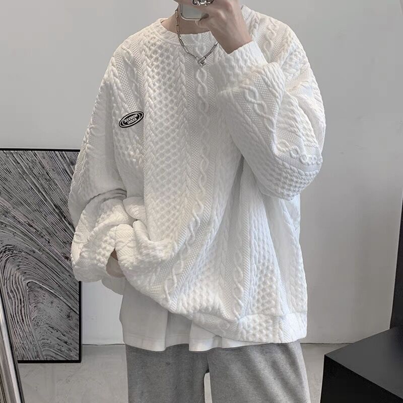 Sweatshirt Loose - wist Texture Sweatshirt Loose Fit Round Neck Top