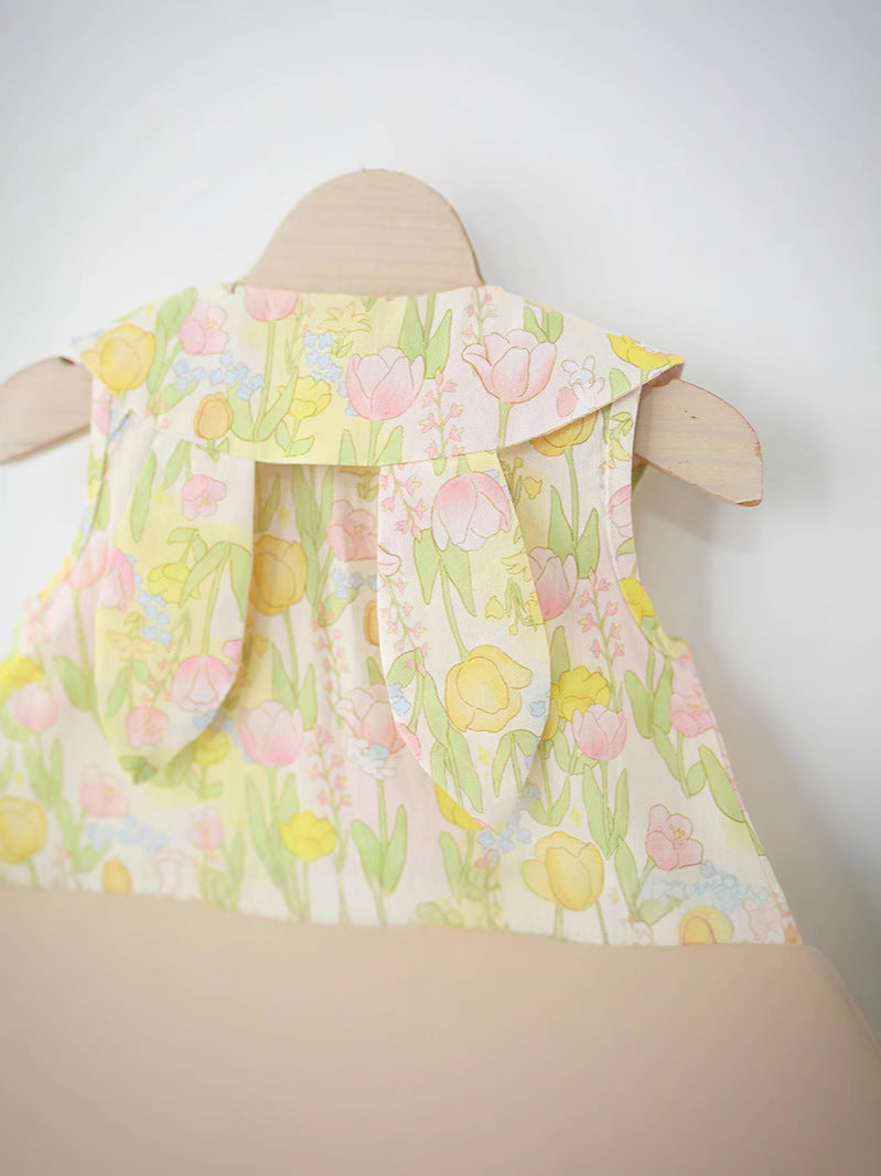 Girls' Floral Sleeveless Cotton Dress