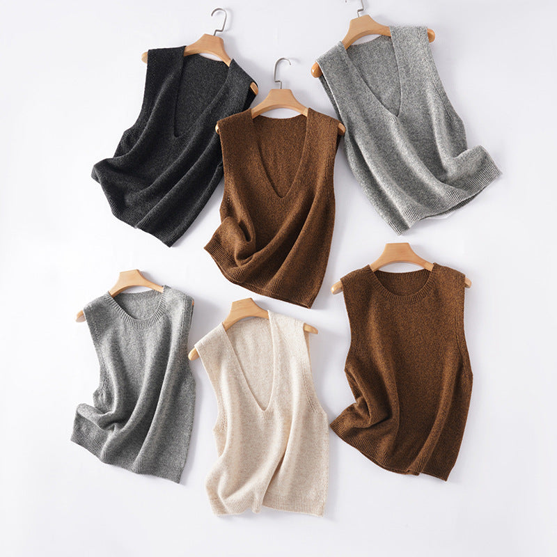 Women Seamless Wool Vest Pullover