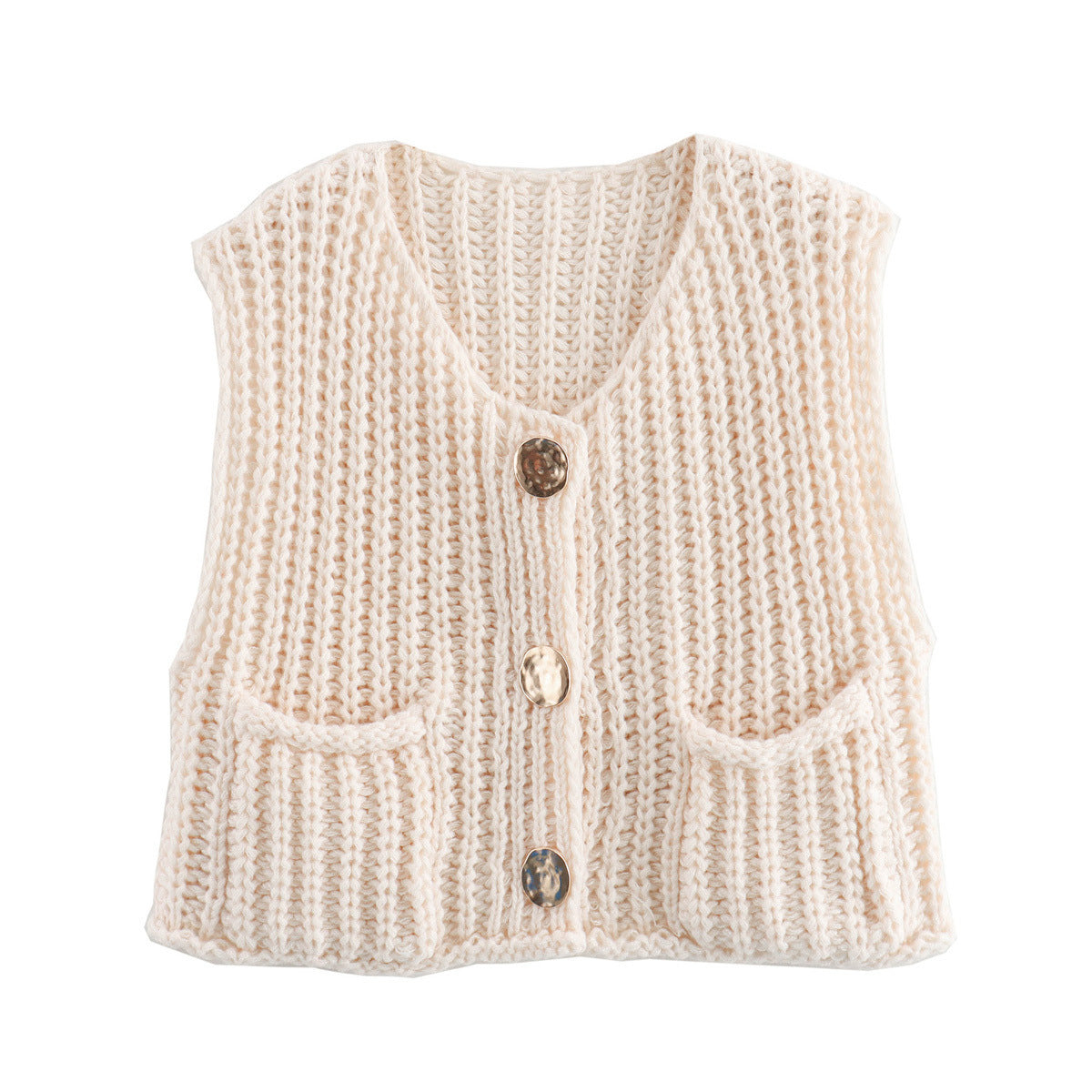 Short sleeve knitted cardigan without sleeves